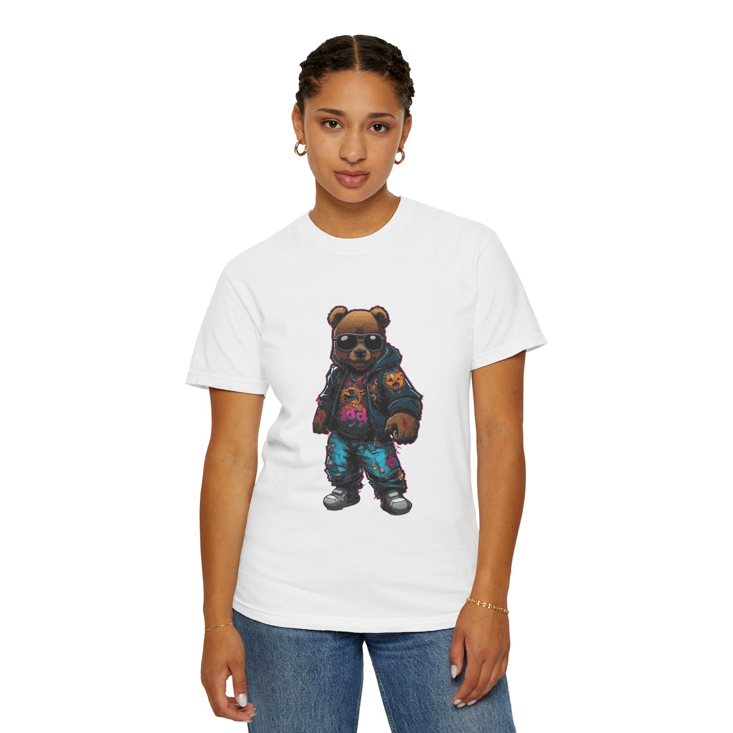 Rockstar Rebel Bear Baskılı Tshirt